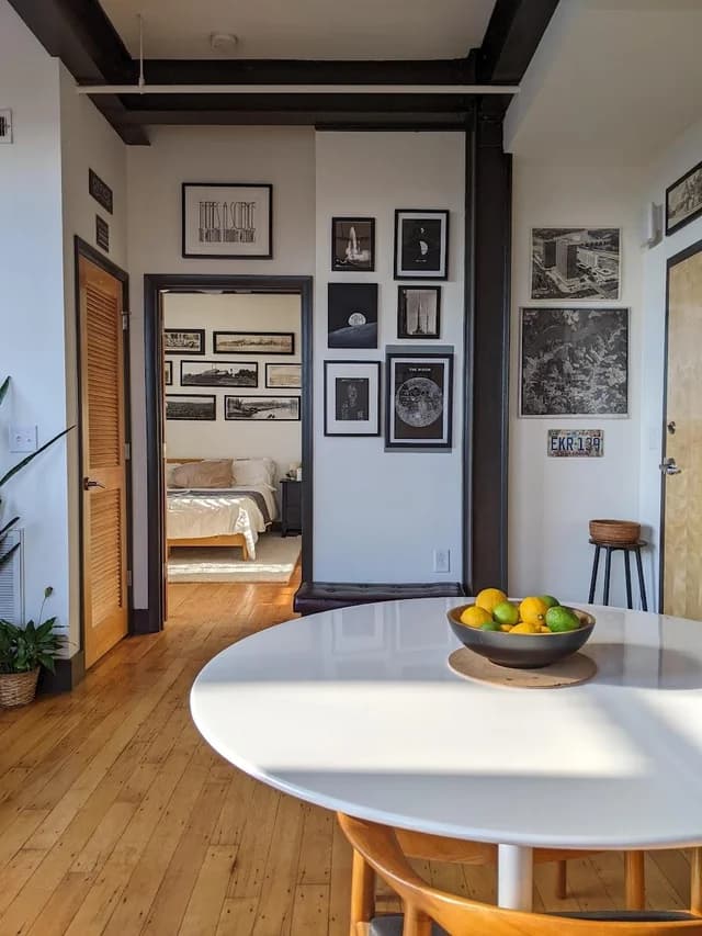 House cleaner tidying a home